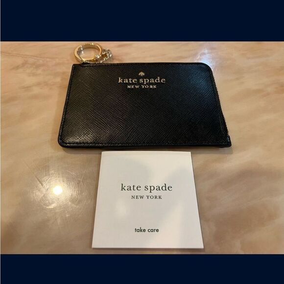 NEW Kate Spade Medium L-Zip Card Holder, Black, card holder wallet - Picture 1 of 5